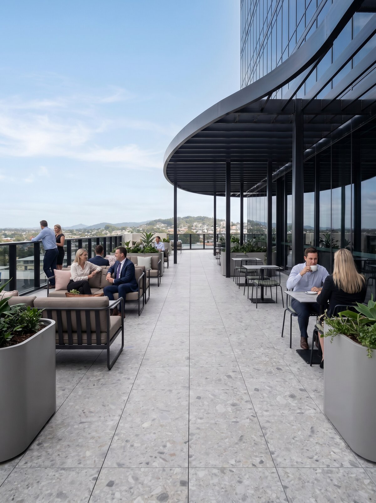 Exklusives Rooftop-Café für Büroangestellte in
