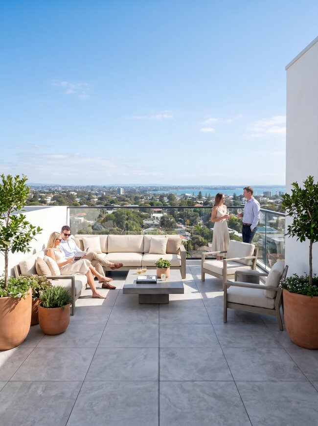 DEVELOPER PERSPEKTIVE: Stelzlager Terrassen in einem luxuriösen Mehrfamilienprojekt in Wollongong