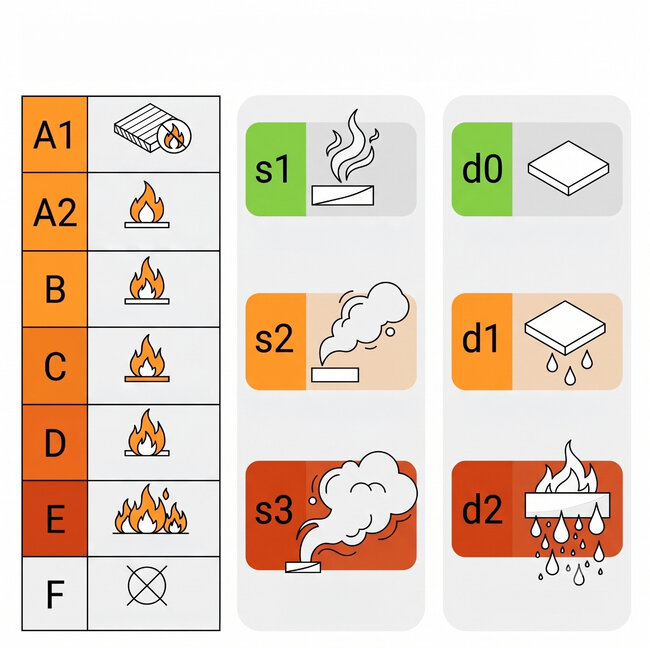 Klassifizierung des Brandverhaltens von Baustoffen A1 F