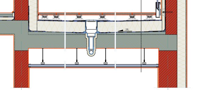 Wasserableitungsschema im System der Stelzlager Terrasse.
