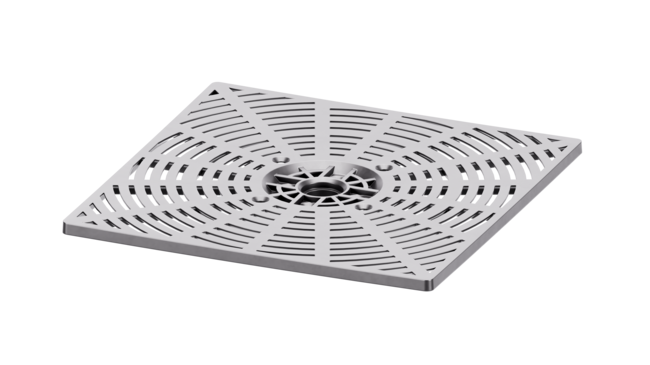 DeckSafe quadratischer Schlitzablauf für Außenterrassen und Patio-Systeme.